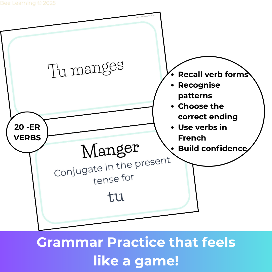 French Regular Verb Flashcards Present Tense: -ER, -IR & -RE
