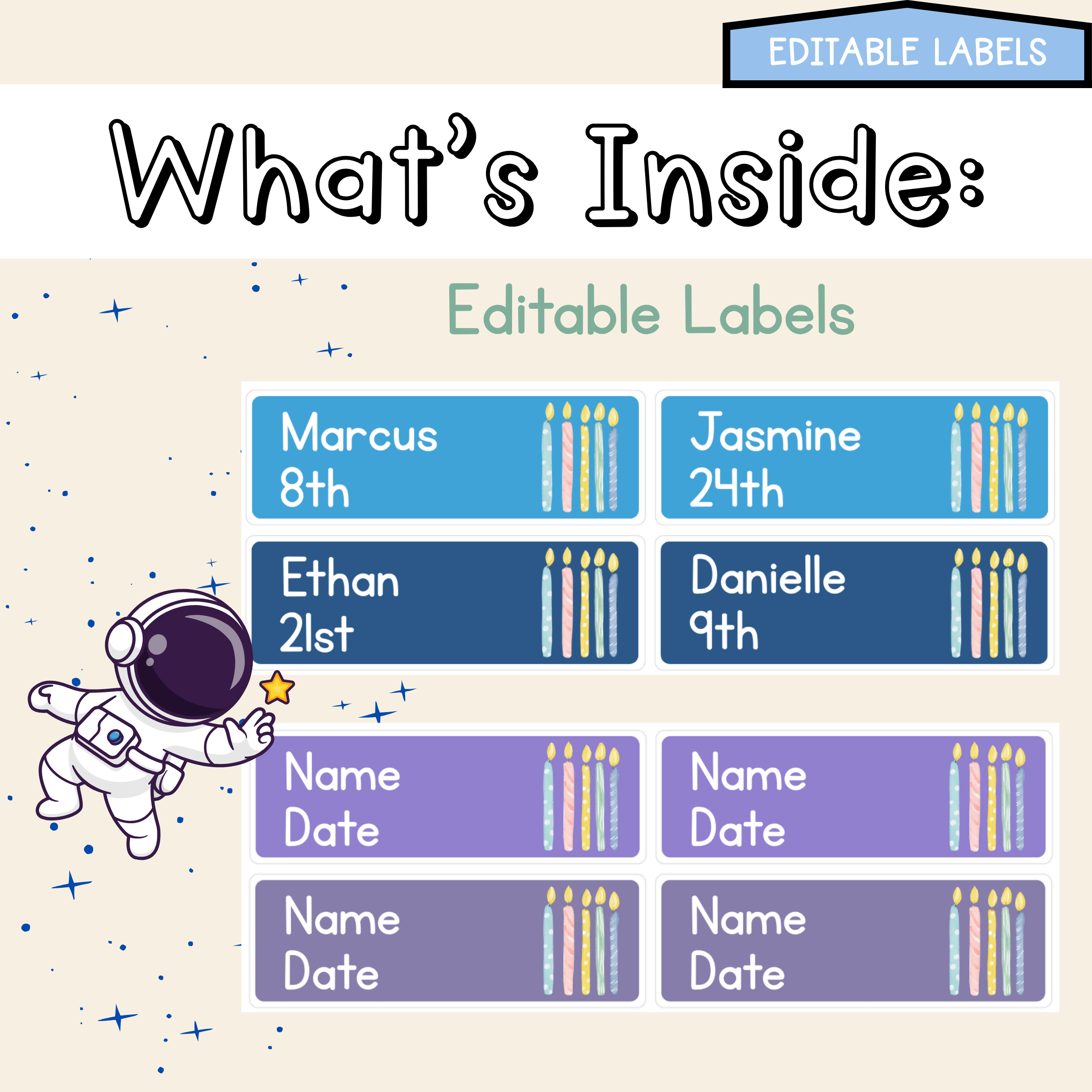 Galaxy Dreams Birthday Board | Editable Birthday Pack Decor Space