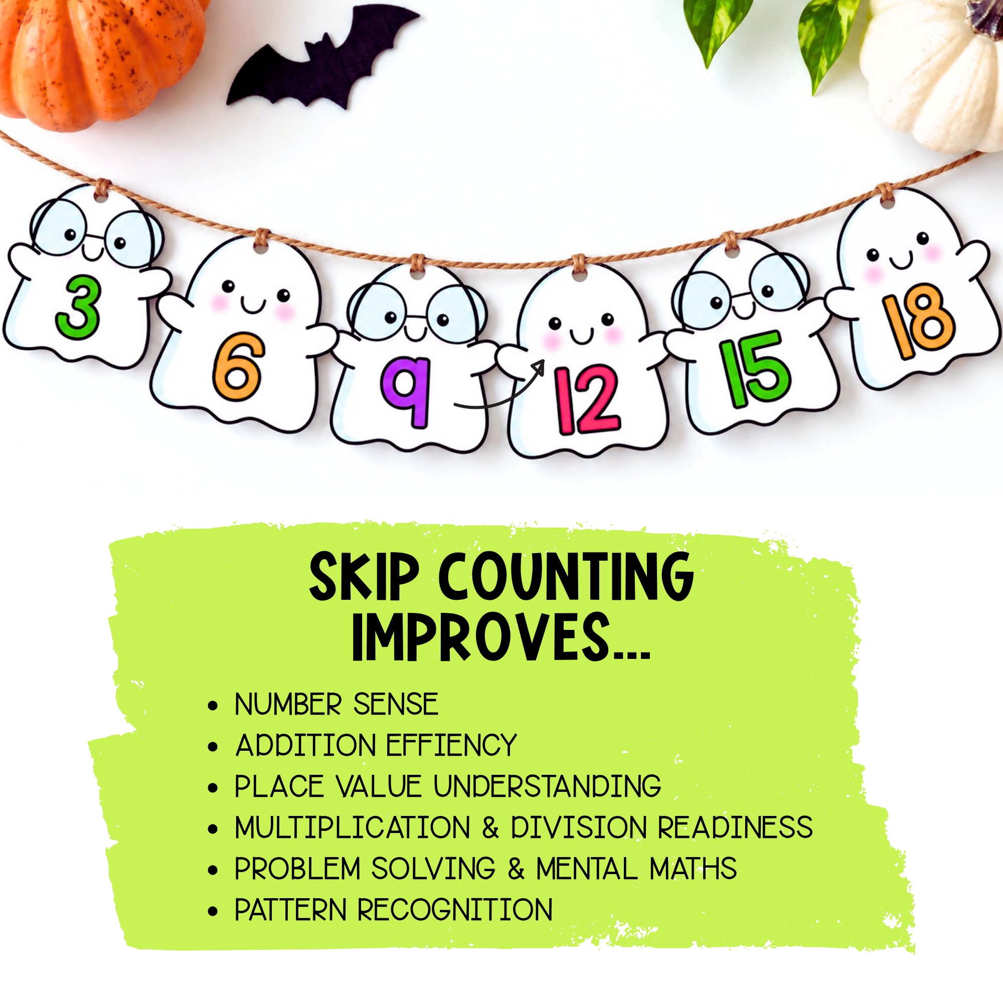 Halloween Skip Counting Garland | Fall Math Activity | Hands On Maths Craft