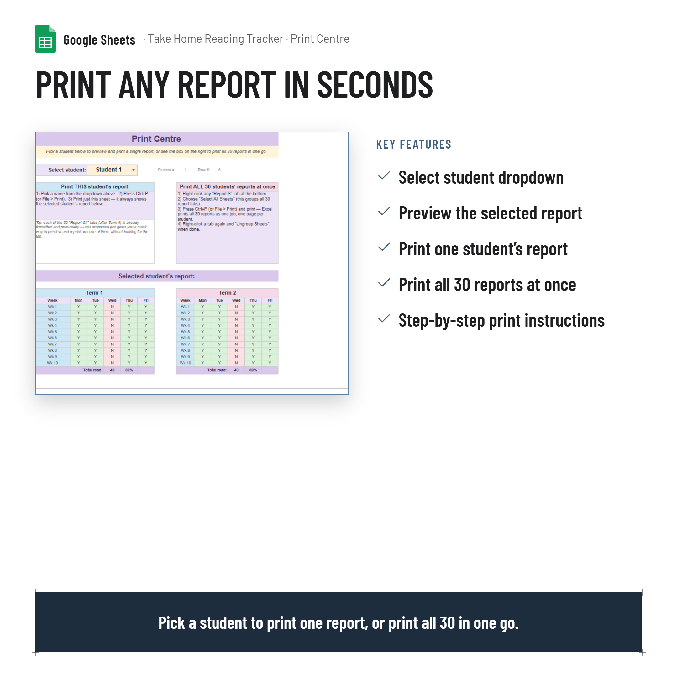 Take Home Reading Monitoring Tracker and Printable Report| Google Sheets