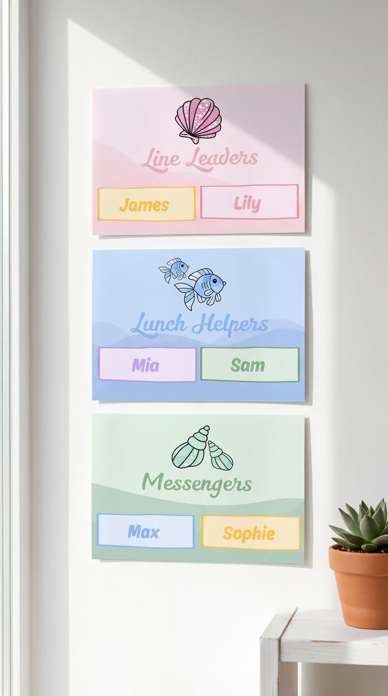 Classroom Job Chart - Sweet Tides Pastel Ocean