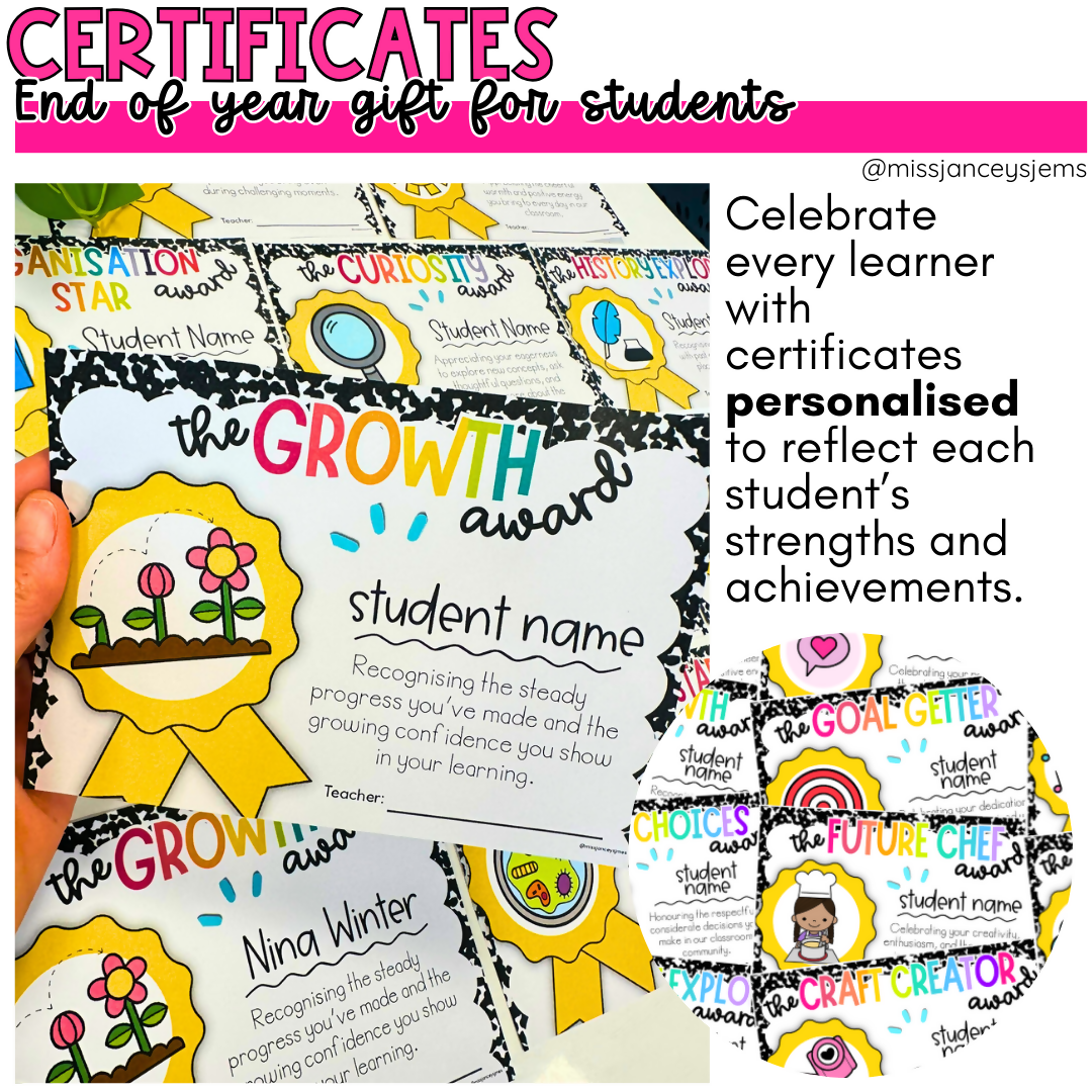 Editable End of Year Student Awards | 70 EOY Student Certificate Templates