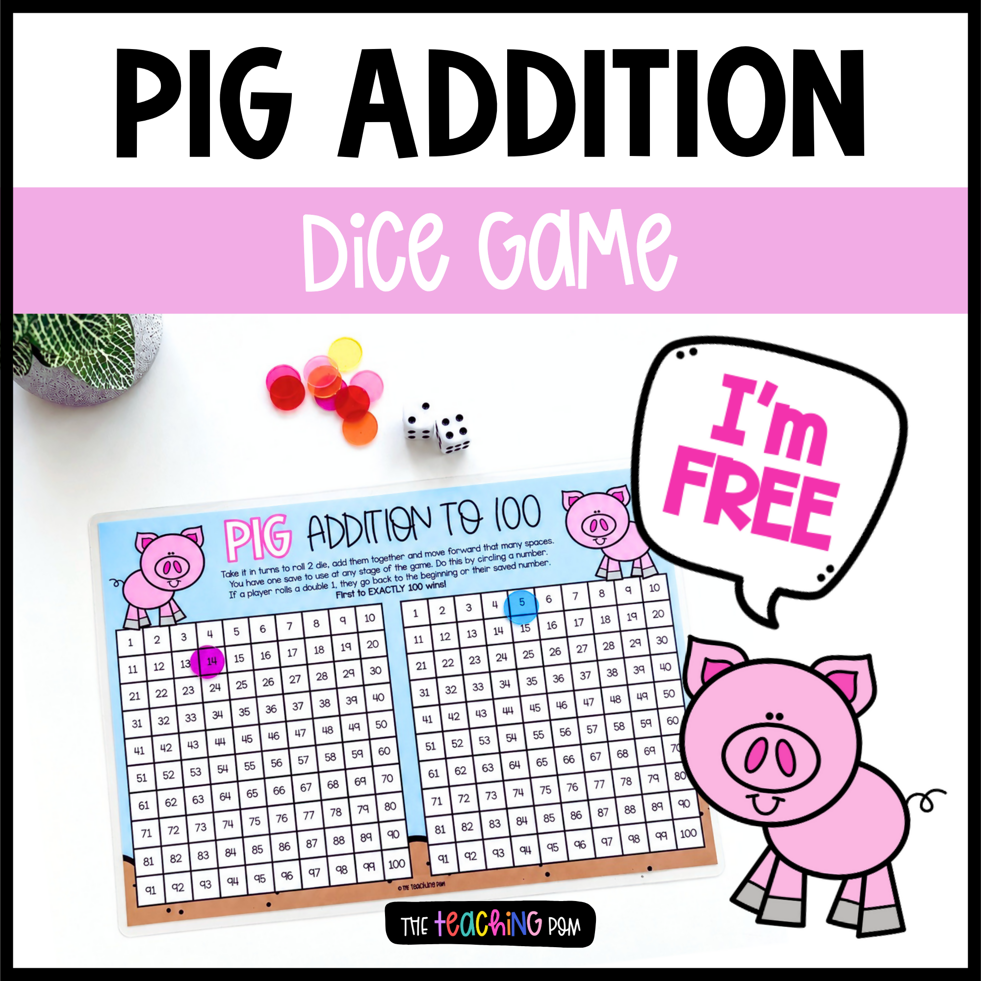 Free Addition Fluency Game | Pig Addition Game
