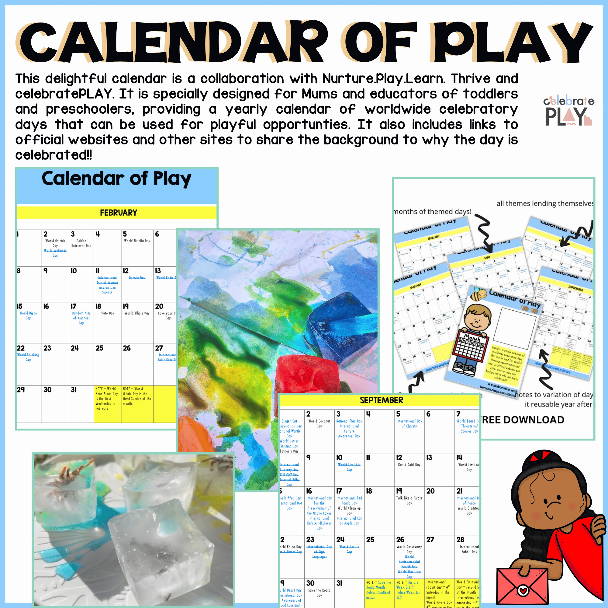 CALENDAR || PLAY BASED LEARNING || WORLDWIDE CELEBRATIONS + EVENTS