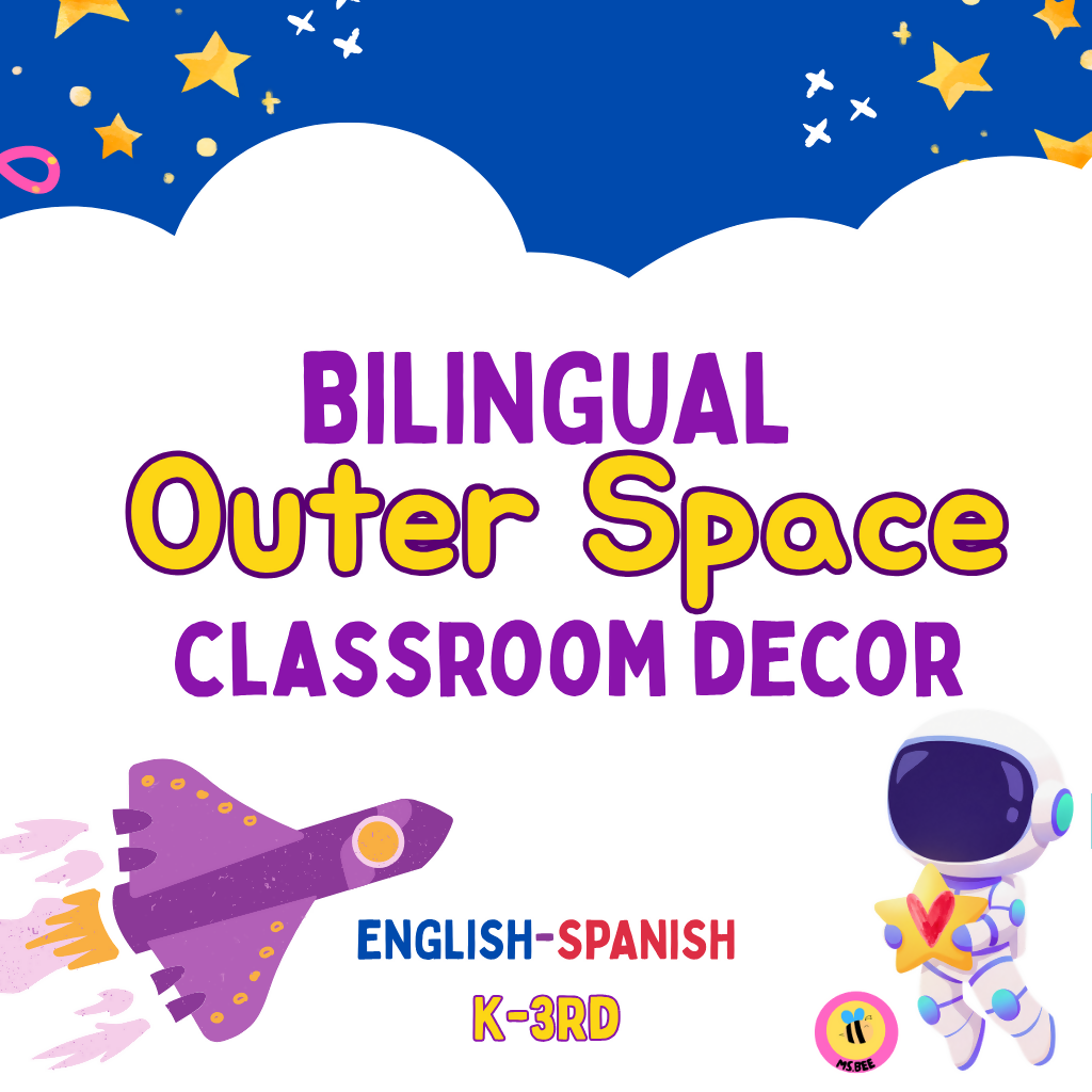 Outer Space Classroom Decor | Bilingual | Print & Go set!