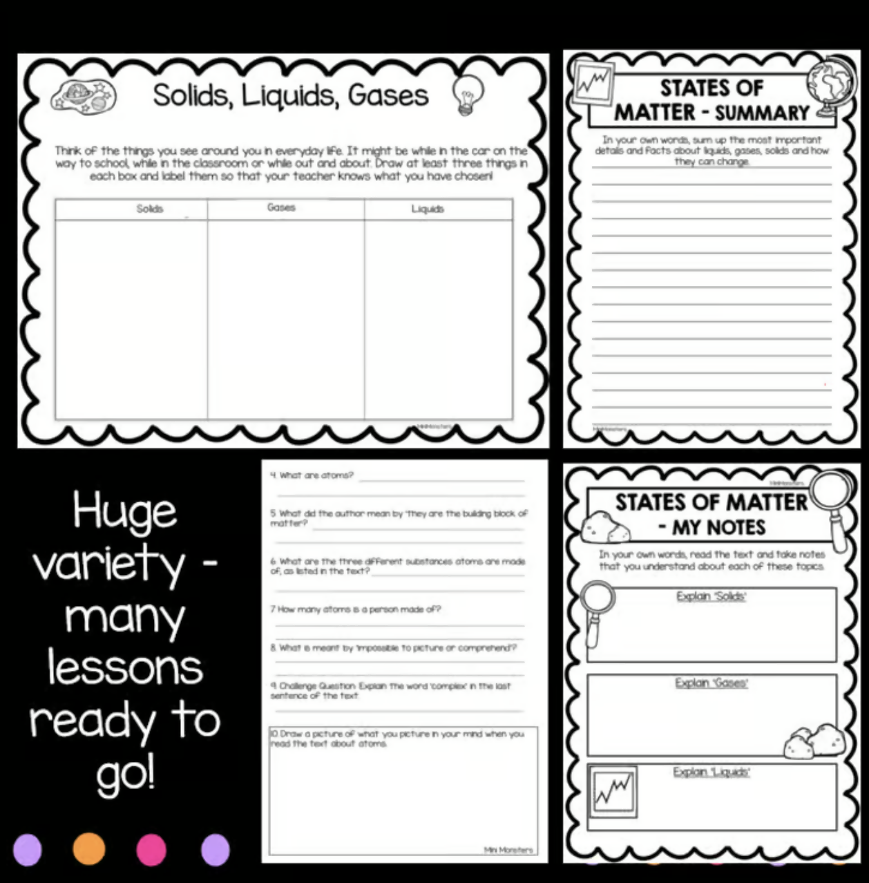 States of Matter Worksheets Year 3 4 5 | Solids Liquids Gases Activities | Changing States Science