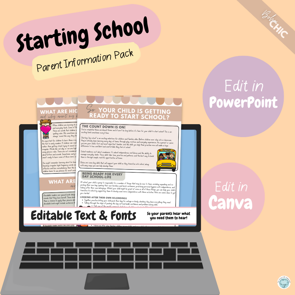 Multiple Colour Themes | Starting School - Editable Parent Handouts