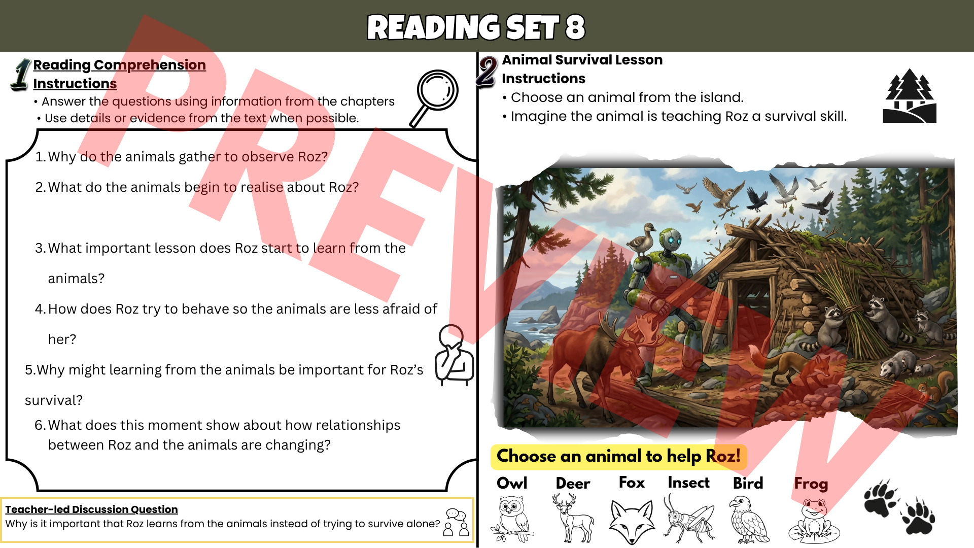 The Wild Robot Novel Study – Comprehension, Vocabulary & Activities (Grades 3–6)