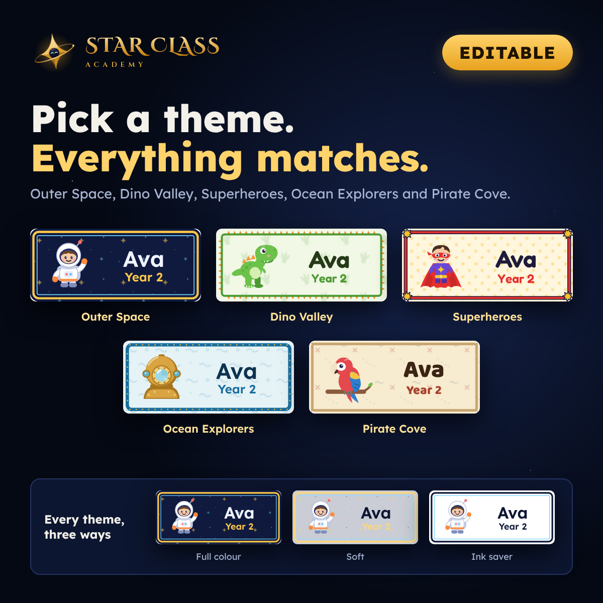 Space, Dinosaur, Superhero & Pirate Classroom Decor Pack | Prep to Year 6