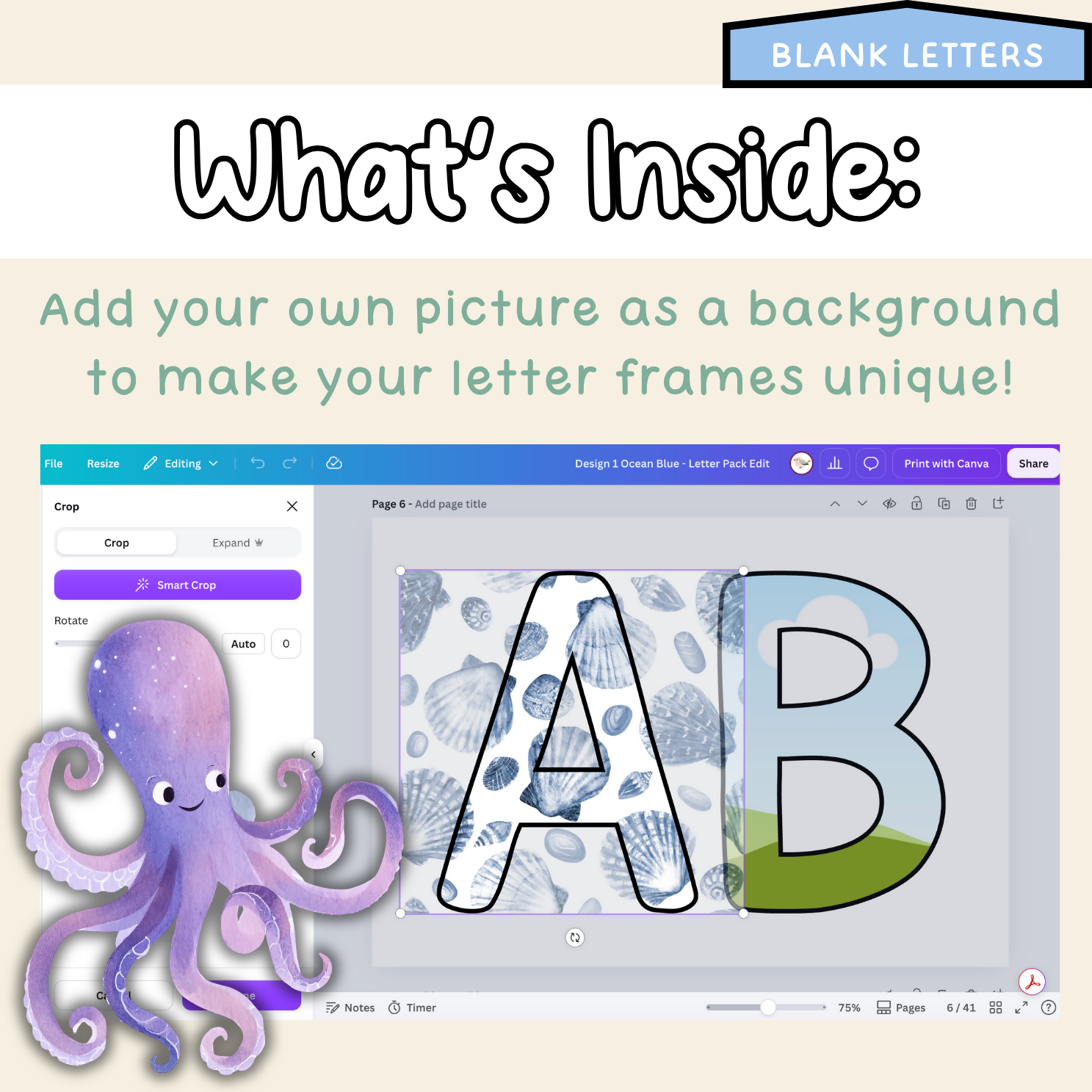 Ocean Blue Bulletin Board Letters | Editable Lettering Pack Decor Sea