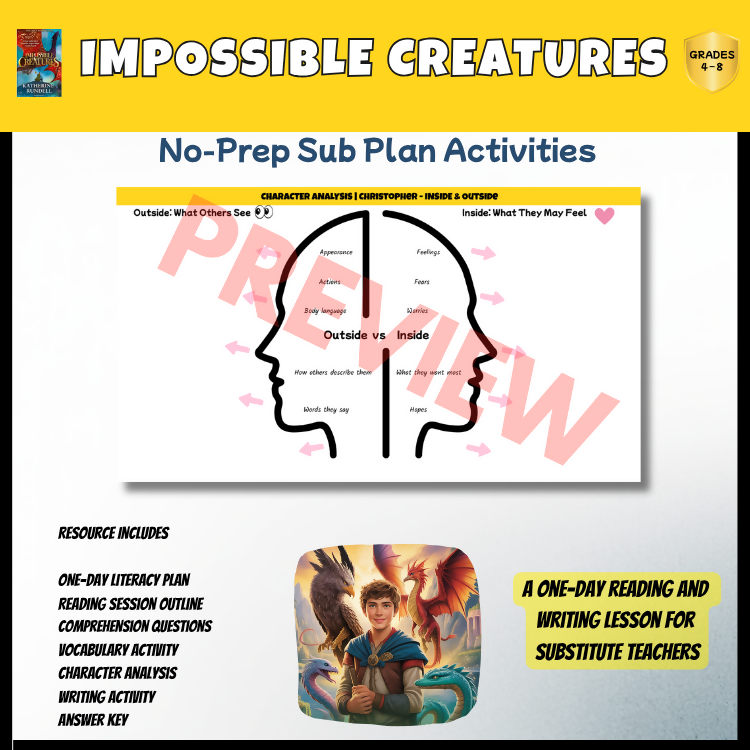 Impossible Creatures No-Prep Sub Plan | Novel Study Literacy Activities Lesson | Years 4–8 PDF