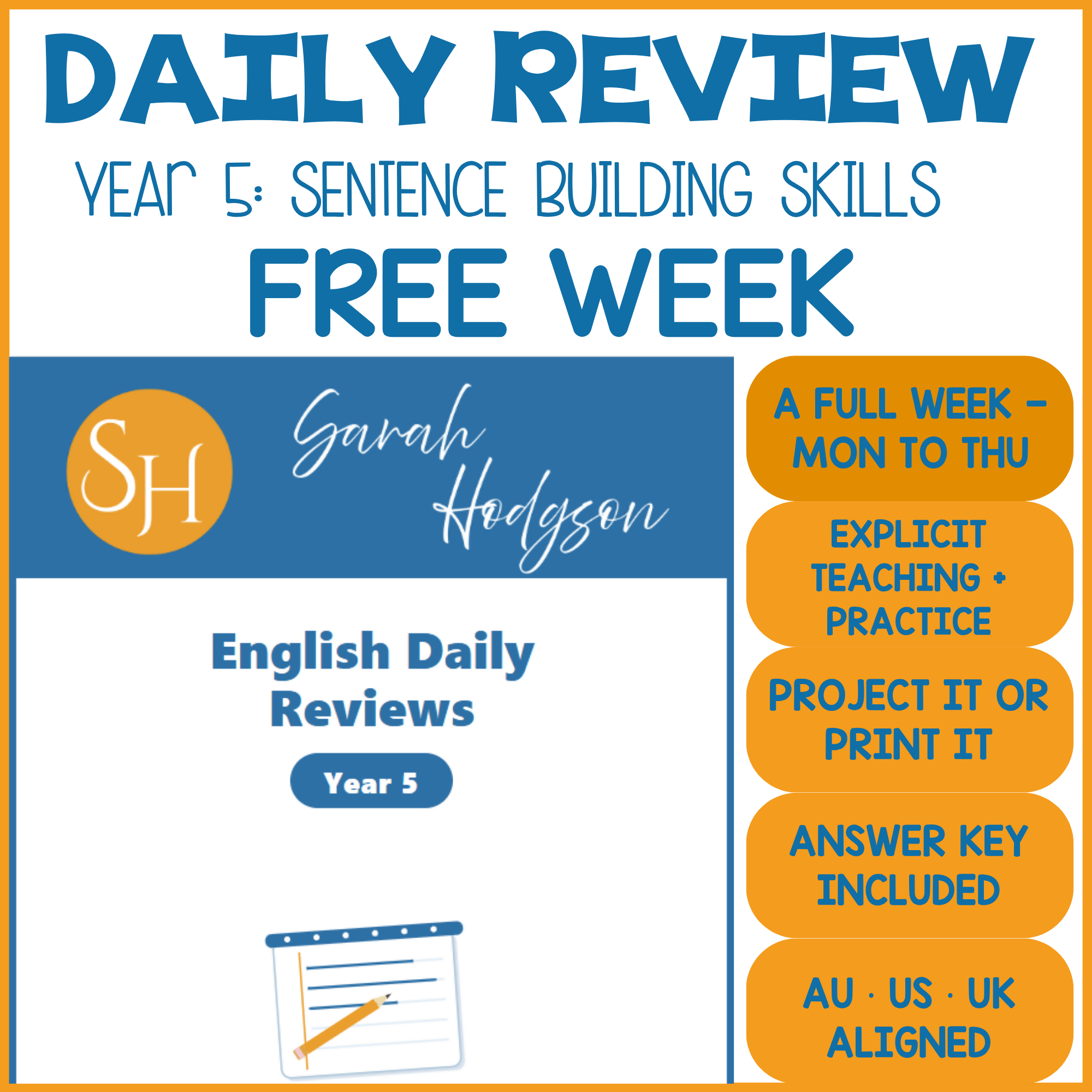 Year 5 English Daily Reviews | FREE Week | Set 1: Sentence Building Skills