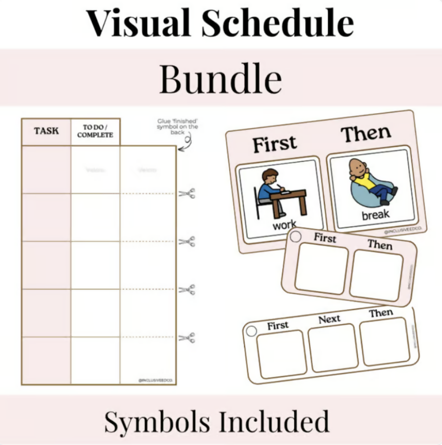 Visual Schedule Bundle | First-Then, Task Completion Cards & Daily Routine