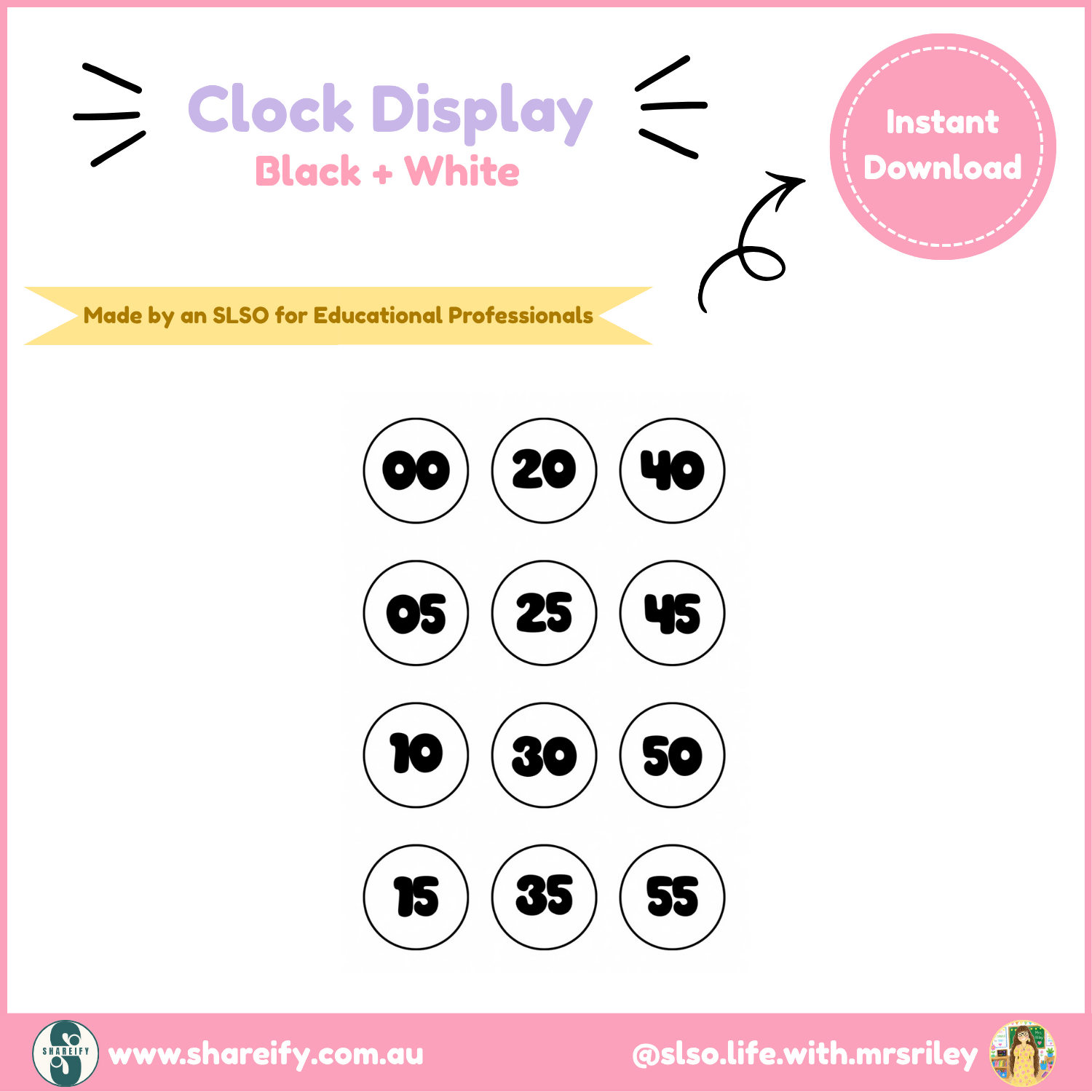 Clock Display - Black & White