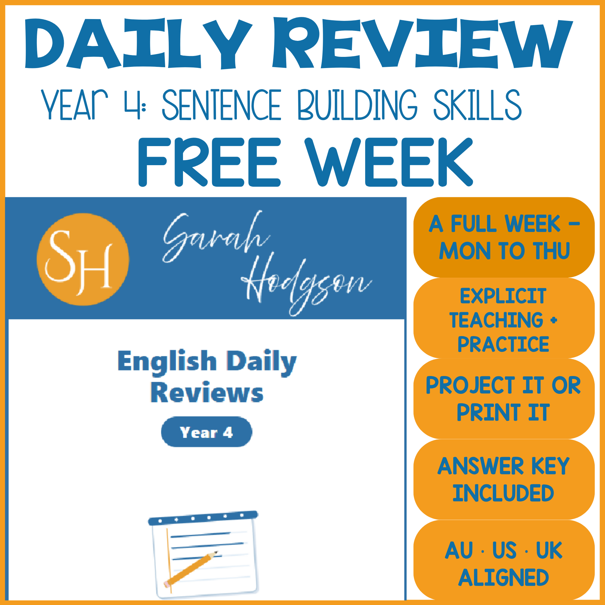 Year 4 English Daily Reviews | FREE Week | Set 1: Sentence Building Skills