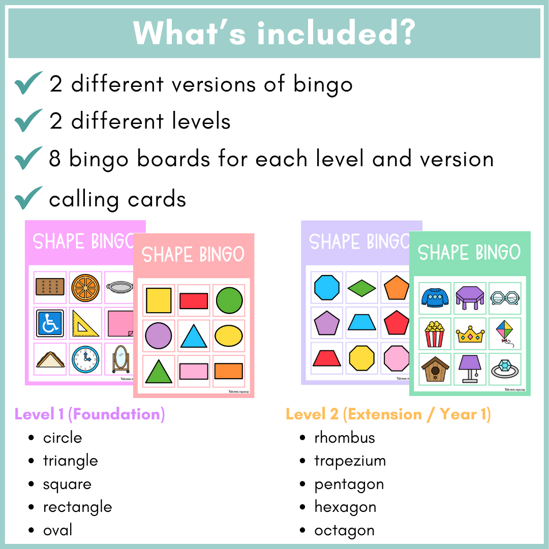 2D Shapes Bingo Foundation Maths Game