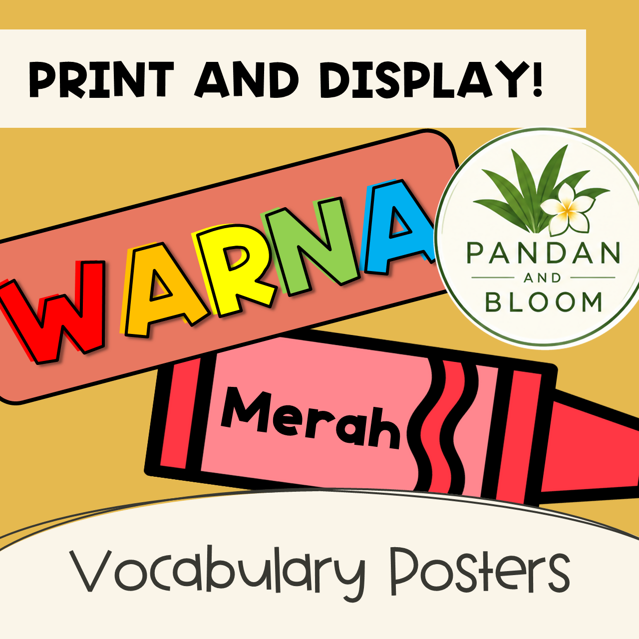 FREE Indonesian Colours Posters | Crayon Classroom Display | Warna Vocabulary