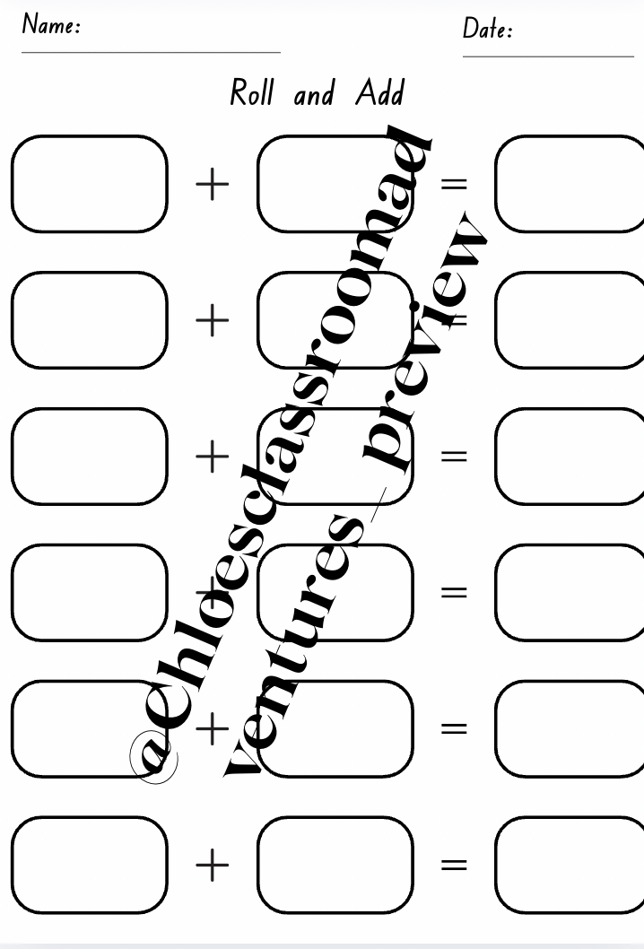 Roll and Add & Subtract Worksheets (Dice Maths Activity/Game) | Now Improved