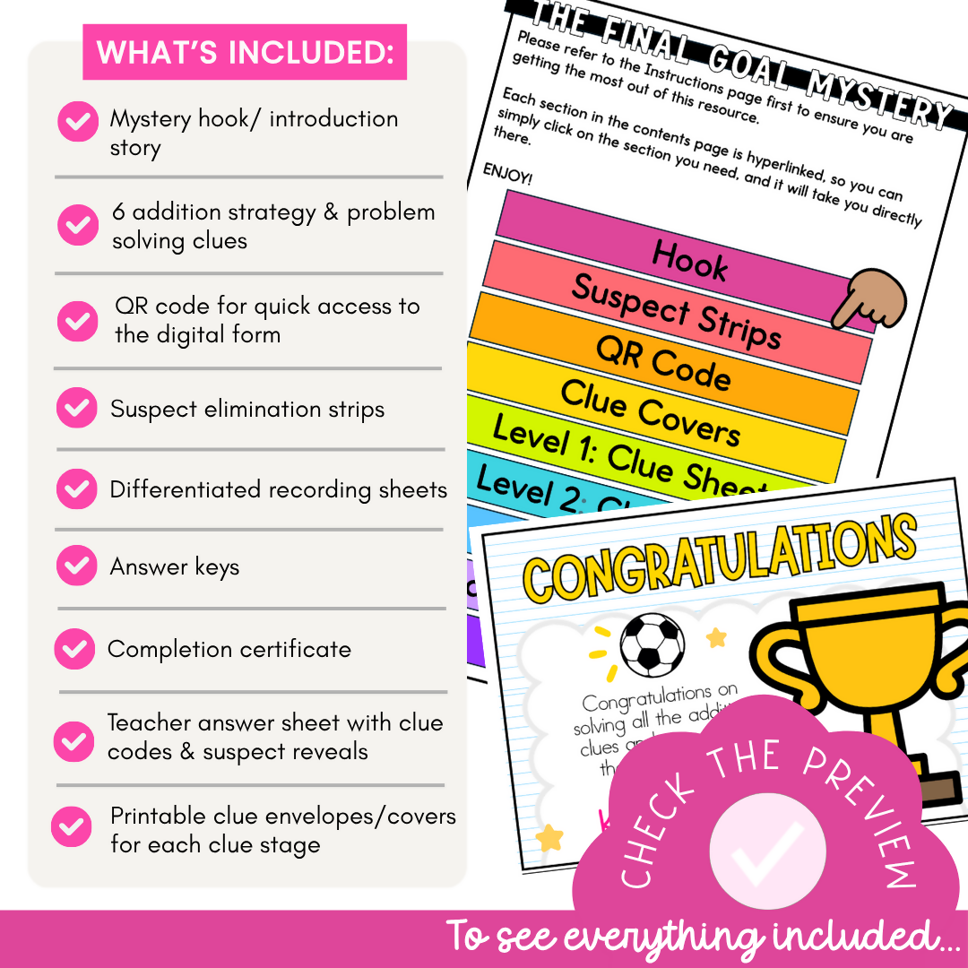Addition Strategies Escape Room | Soccer-Themed No Regrouping Additive Revision
