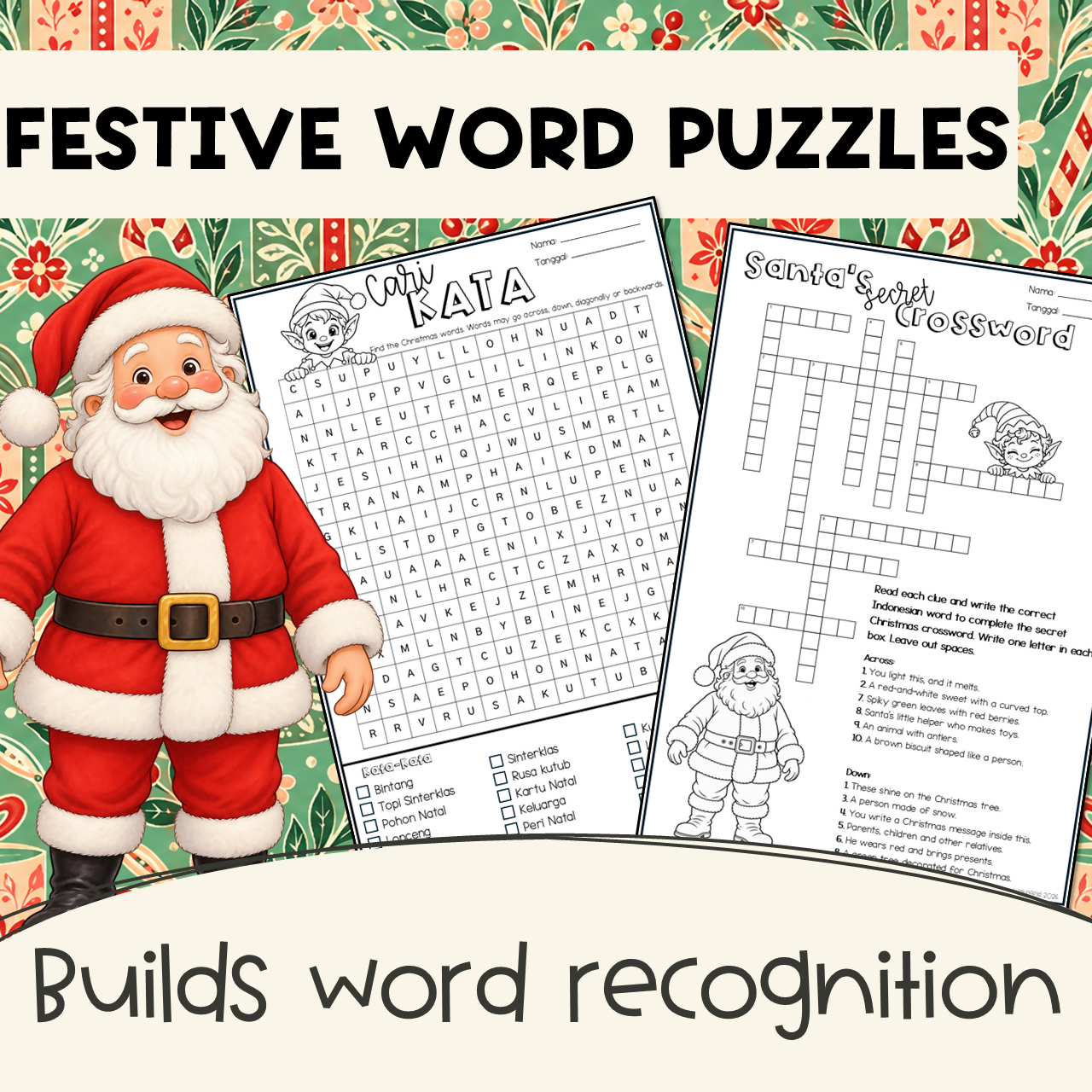Indonesian Christmas Worksheets | Vocabulary, Word Search, Crossword & Colouring