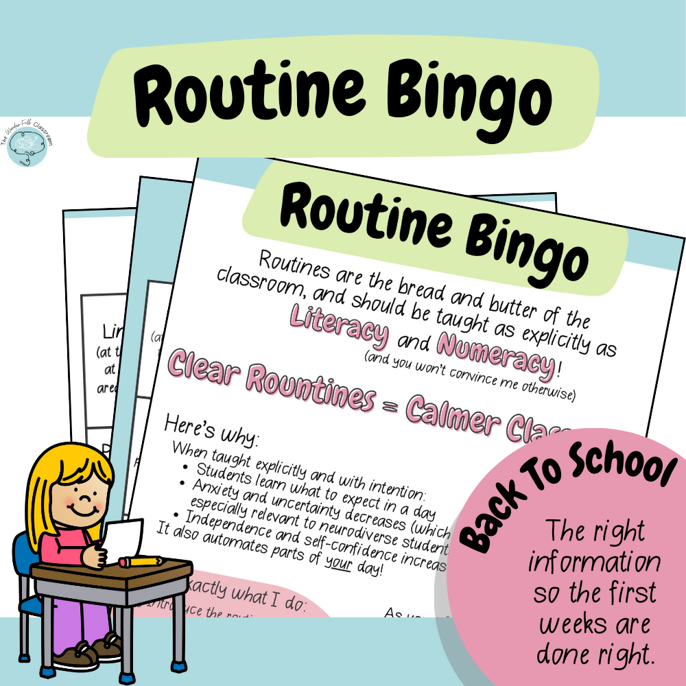 Editable Classroom Routines Bingo | Evidence-Based Back to School Support