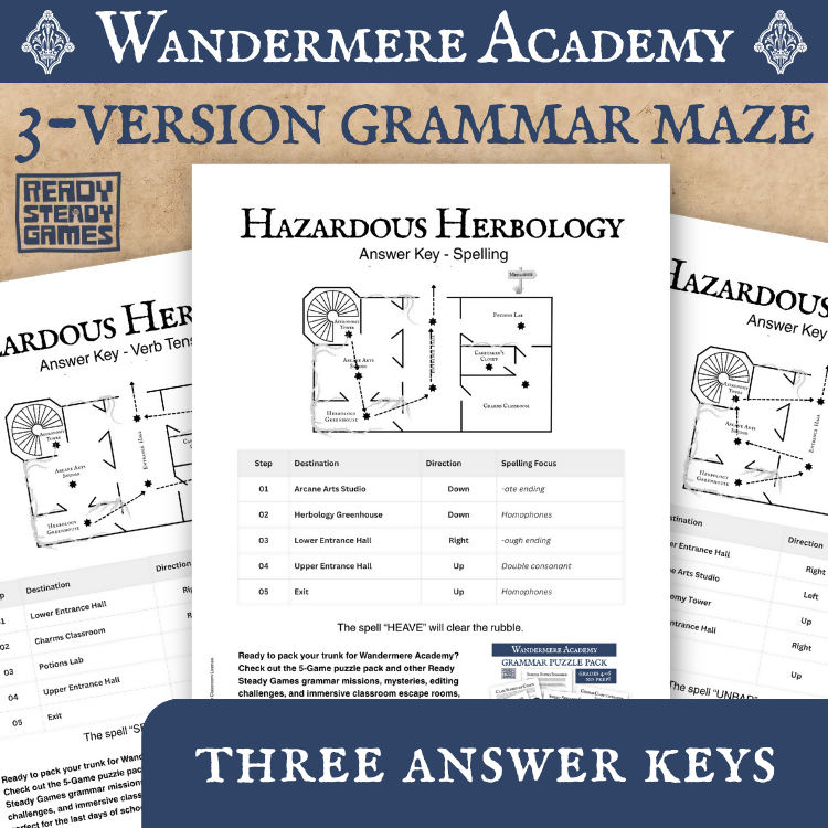 Wandermere Grammar Maze | Self-Checking English Game | 3 Versions | Years 5–6