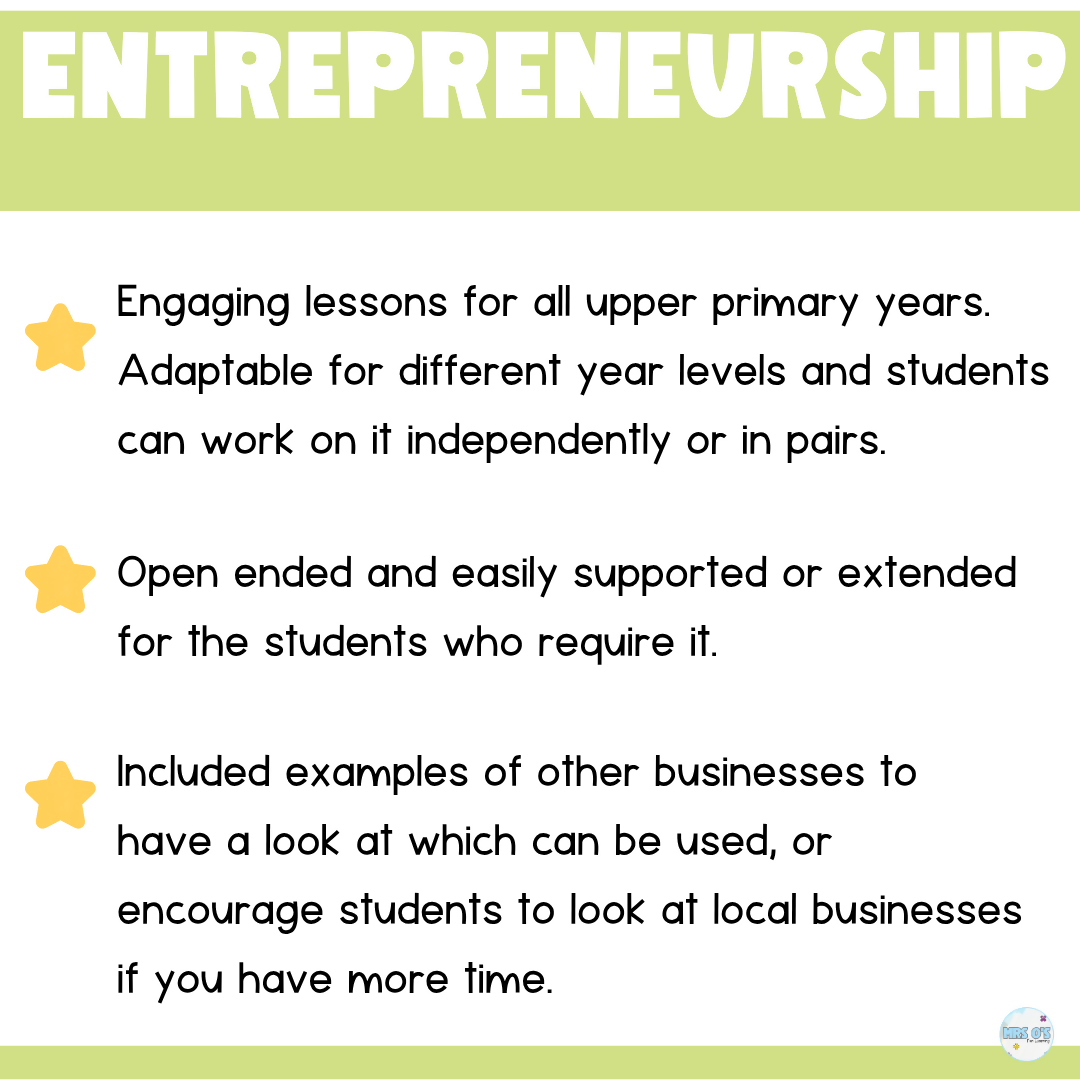 Entrepreneurship Mini Unit - Business Project-Based Learning for Upper Primary