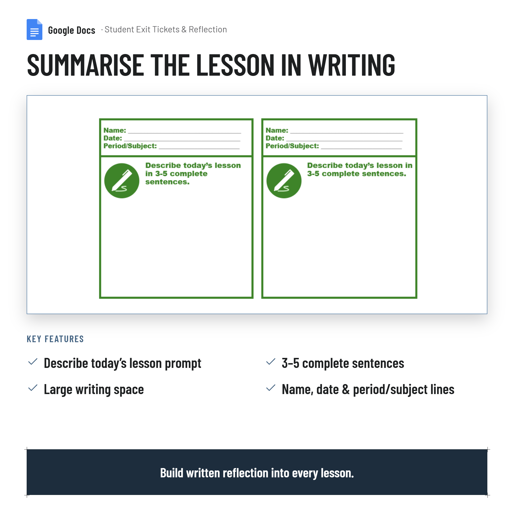 Student Exit Tickets & Reflection Passes | Formative Assessment Tools| Google Docs