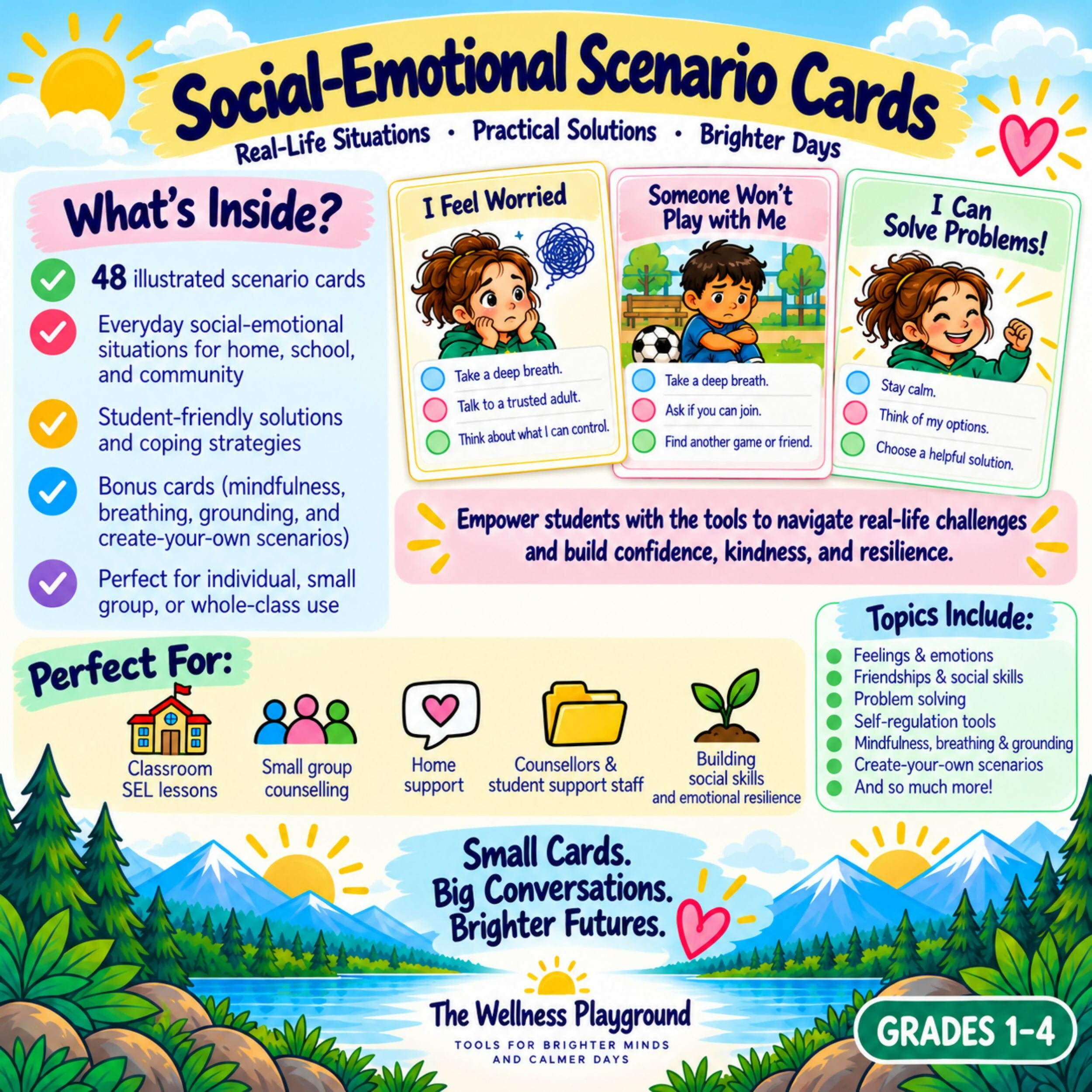 Social Problem Solving Cards | SEL Scenario Cards & Social Skills Activities