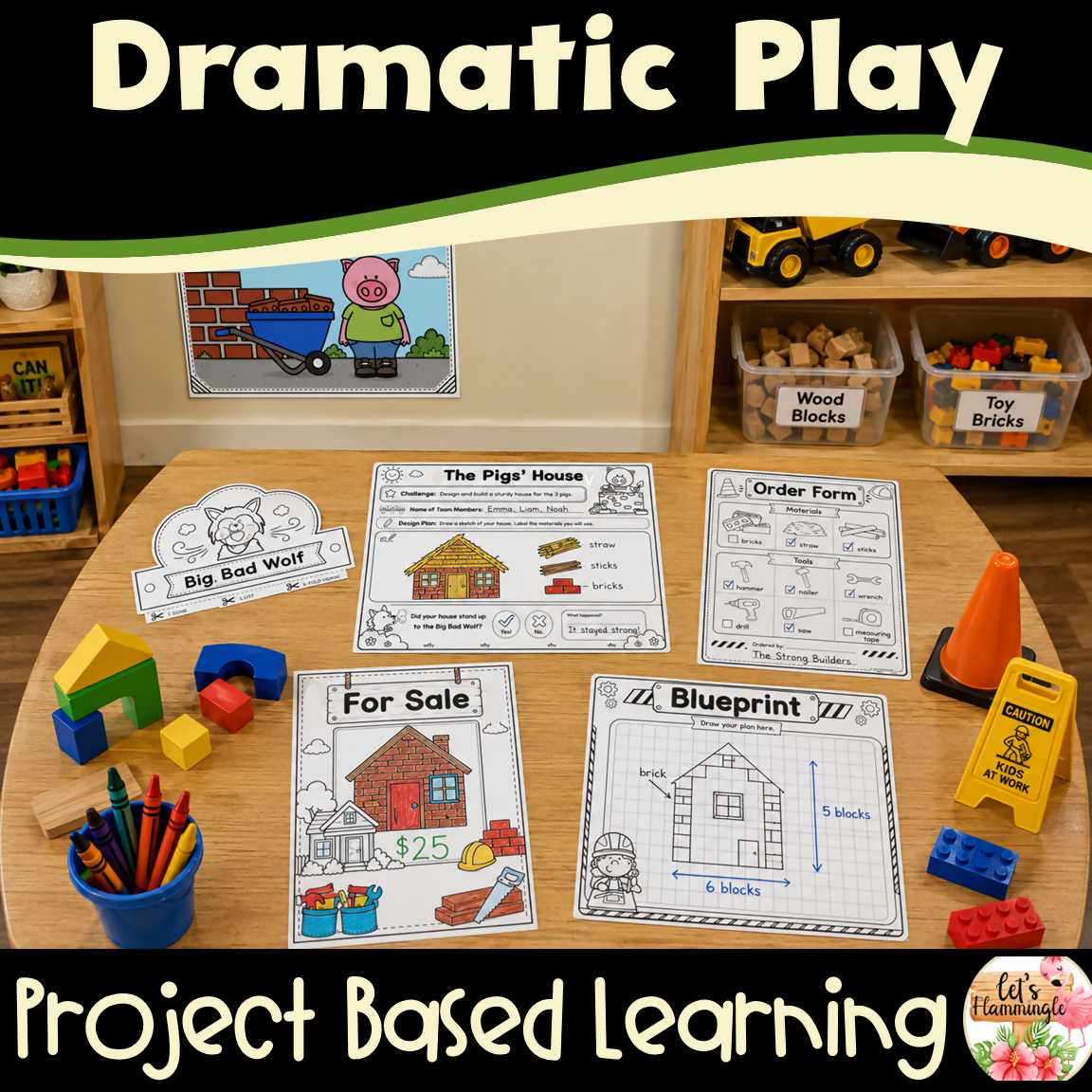 The Three Little Pigs Construction Theme Dramatic Play Stem Challenge Activities