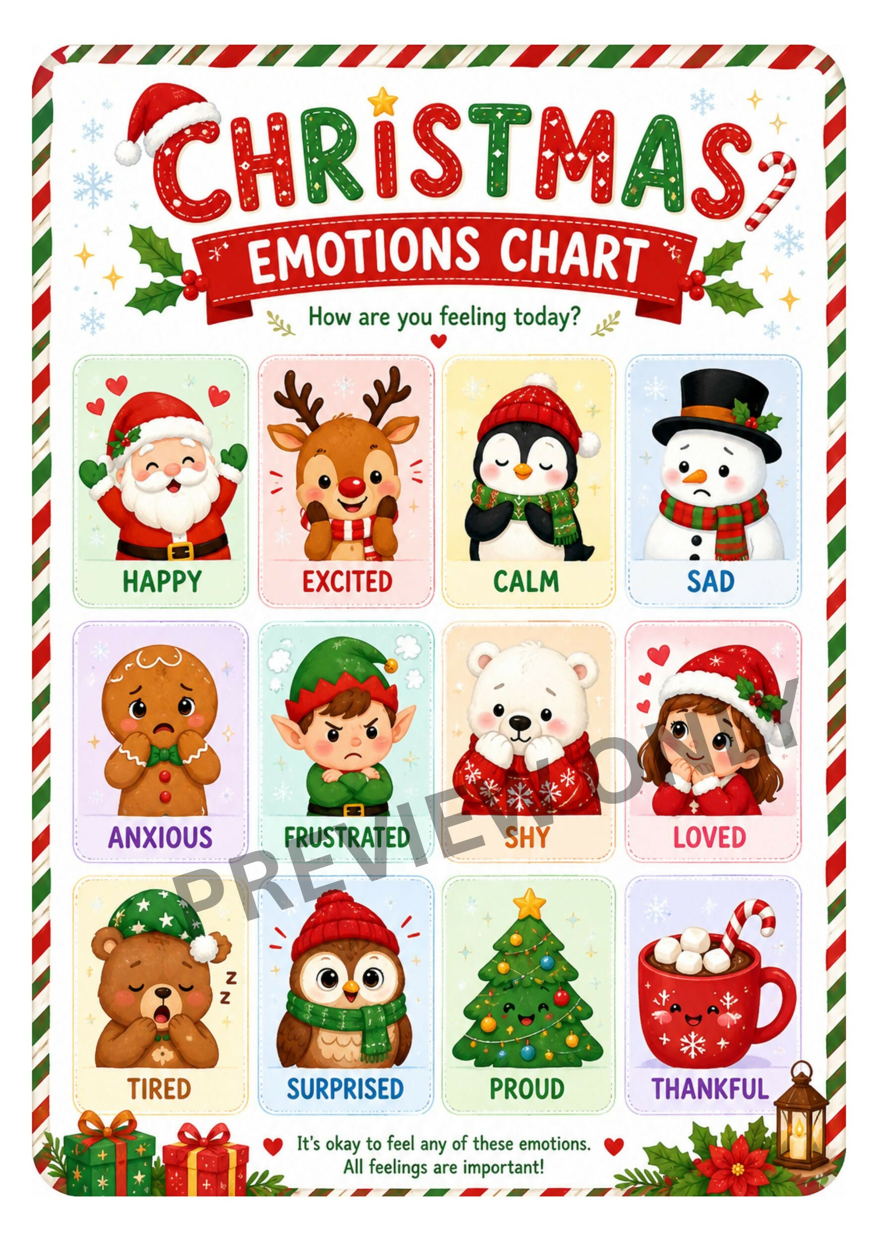 OT Designed - Christmas Emotions Chart - Printable