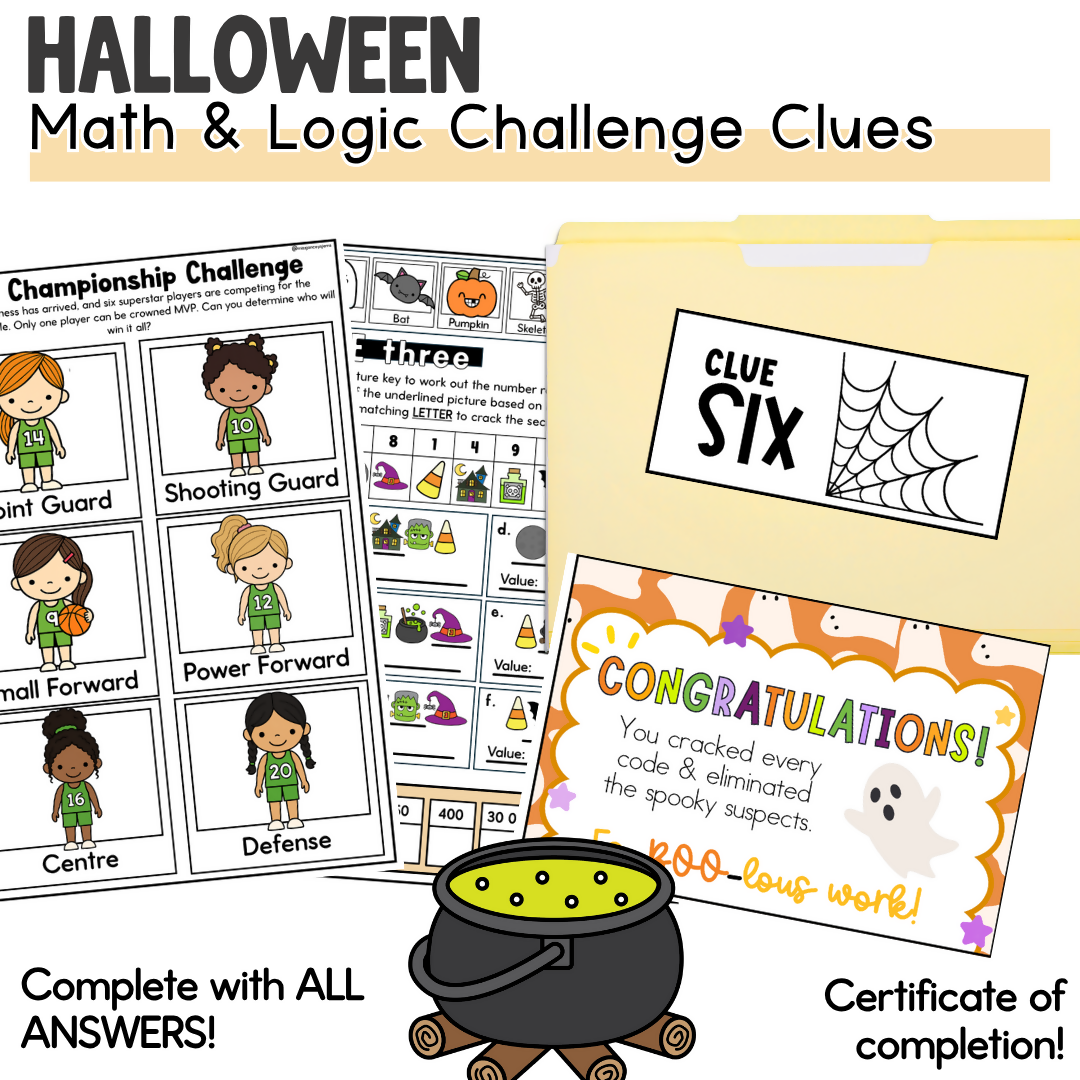 Halloween Maths Escape Room for Years 3–4 | Maths Logic Puzzles, Problem-Solving Challenges & Halloween Classroom Activities