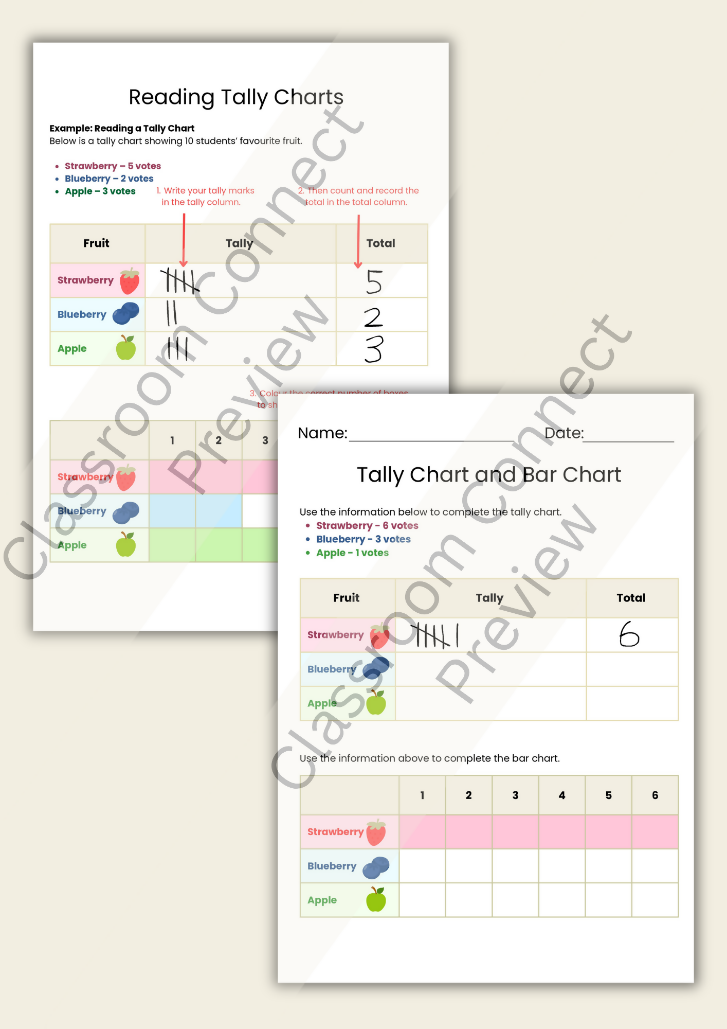 Tally Charts & Graphing Worksheets | Bar Graphs & Birthday Surveys