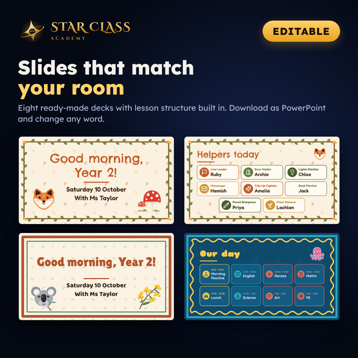Nature Classroom Decor Pack | Woodland, Aussie Animals, Ocean, Jungle | Prep to Year 6