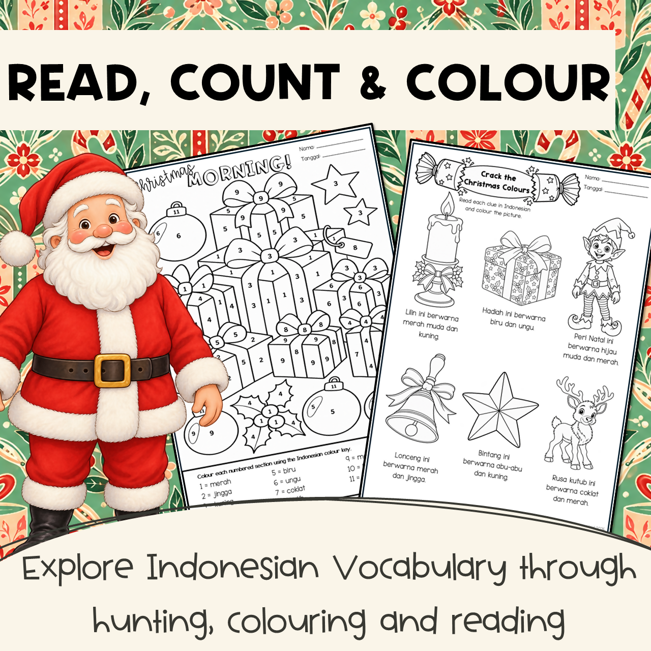 Indonesian Christmas Worksheets | Vocabulary, Word Search, Crossword & Colouring