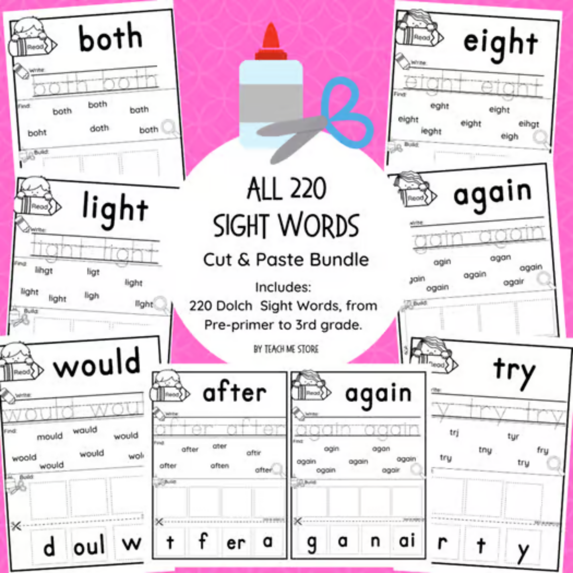 Mega Cut & Paste Sight Words Bundle