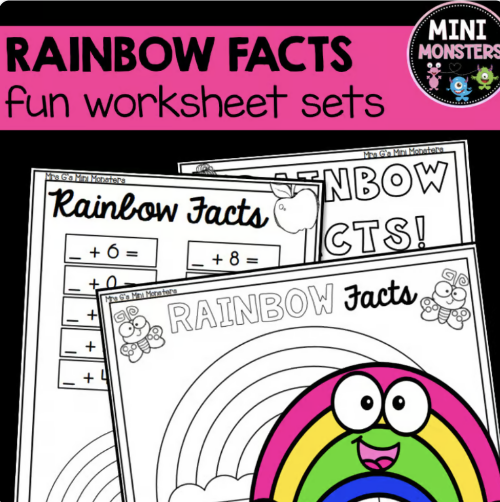 Rainbow Facts Worksheets | Prep Foundation Year 1 | Maths | Australian Curriculum