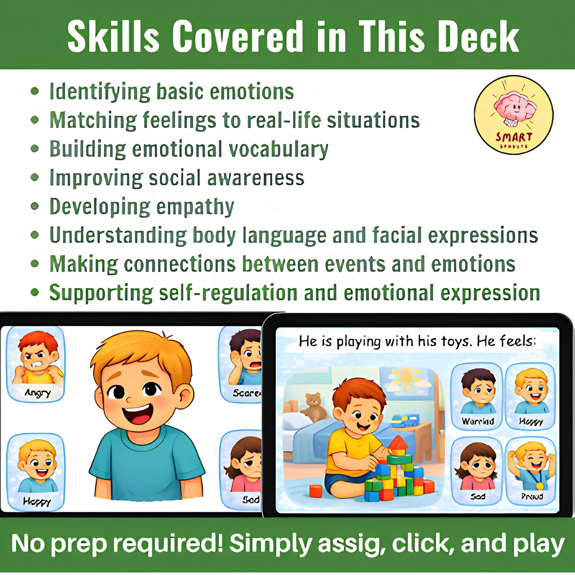 Feelings Identification Boom Cards | SEL Activities | Autism little learners & K