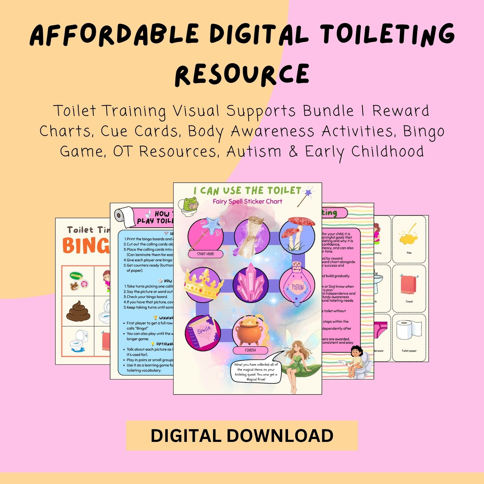 Toilet Training Visual Supports Bundle | Reward Charts, Cue Cards, Progress Tracker