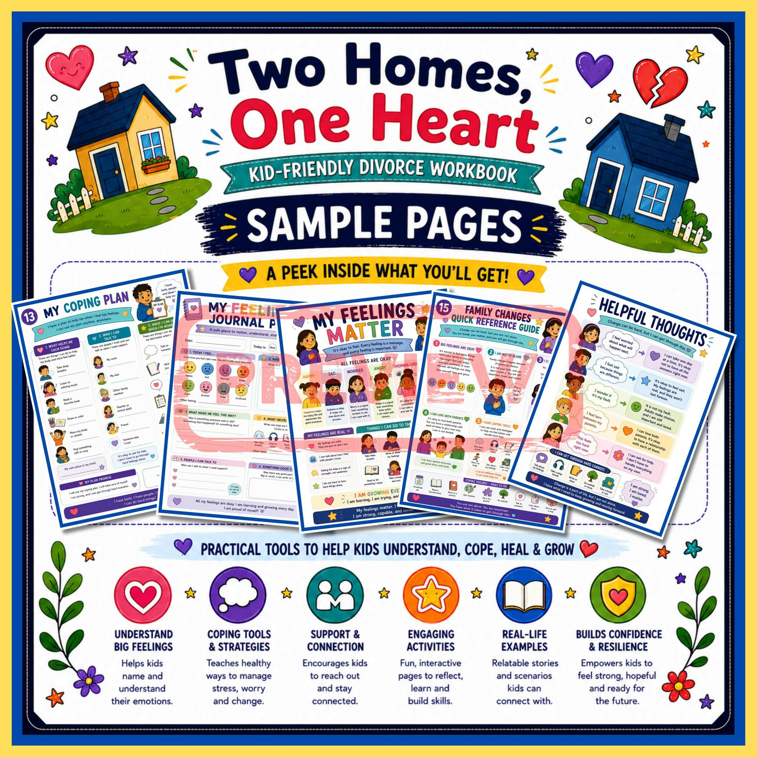 Divorce & Separation Workbook for Kids | Coping Skills, Feelings Activities SEL