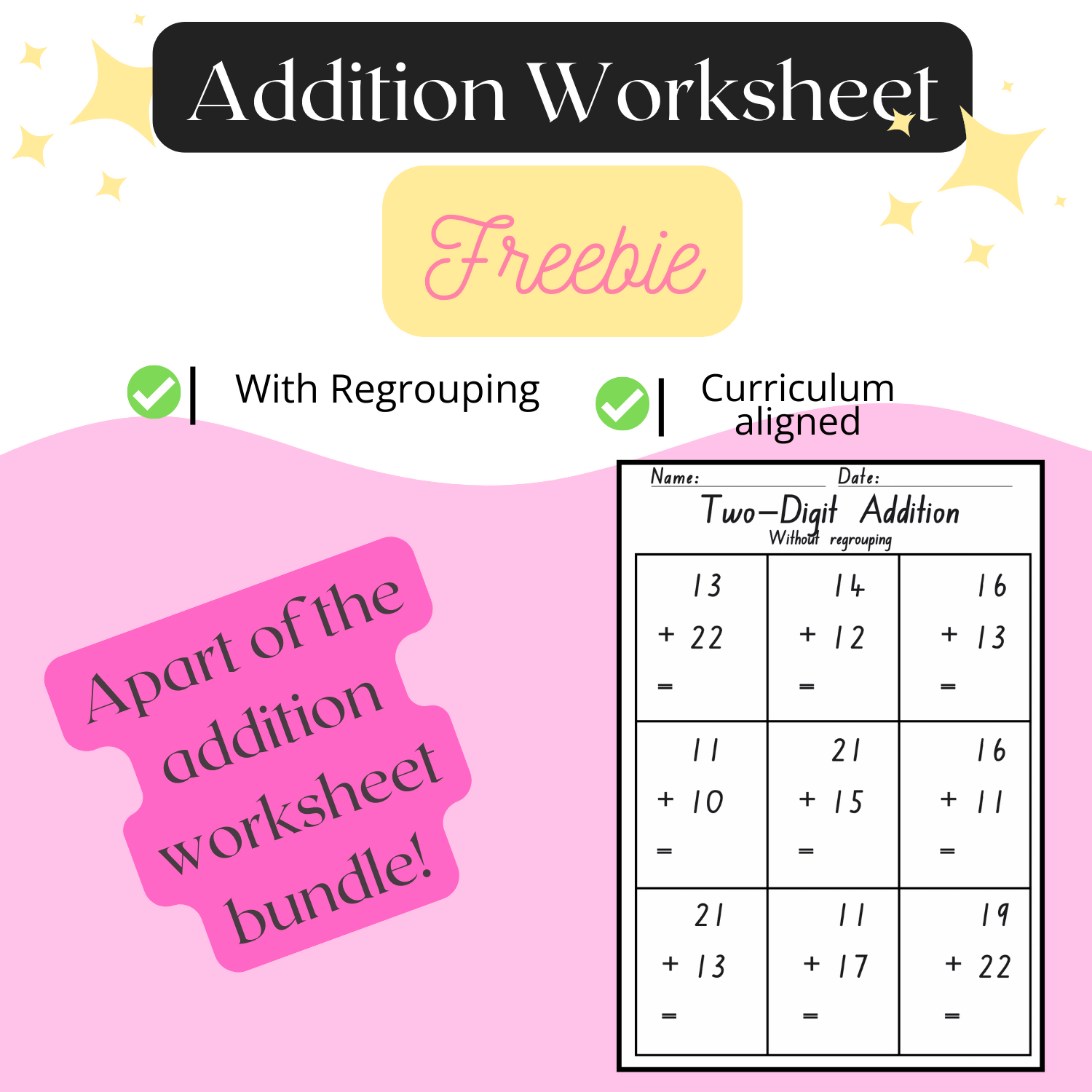 Two-Digit Addition Freebie (Without Grouping)