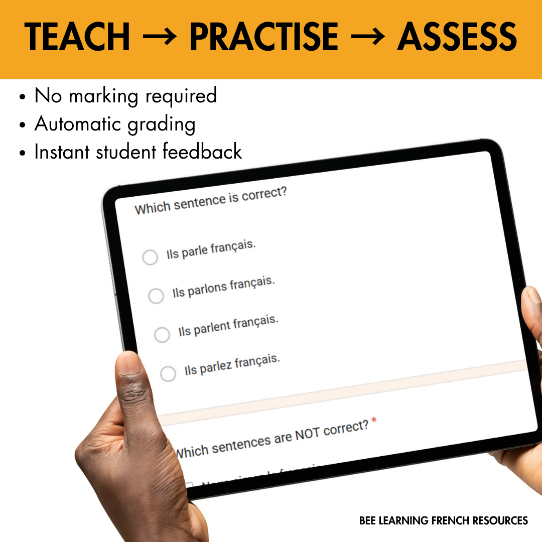 French Regular ER Verbs AssessmeFrench Regular -ER Verbs Present Tense Assessment | Self-Checking Grammar Quiz | Year 7–9nt | Self-Checking French Grammar Quiz
