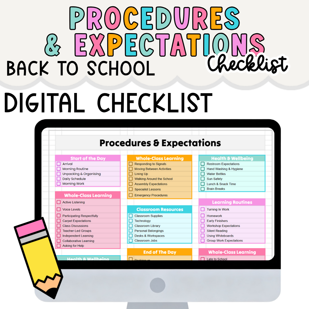 FREE Back to School Classroom Expectations Checklist I Procedures and Routines