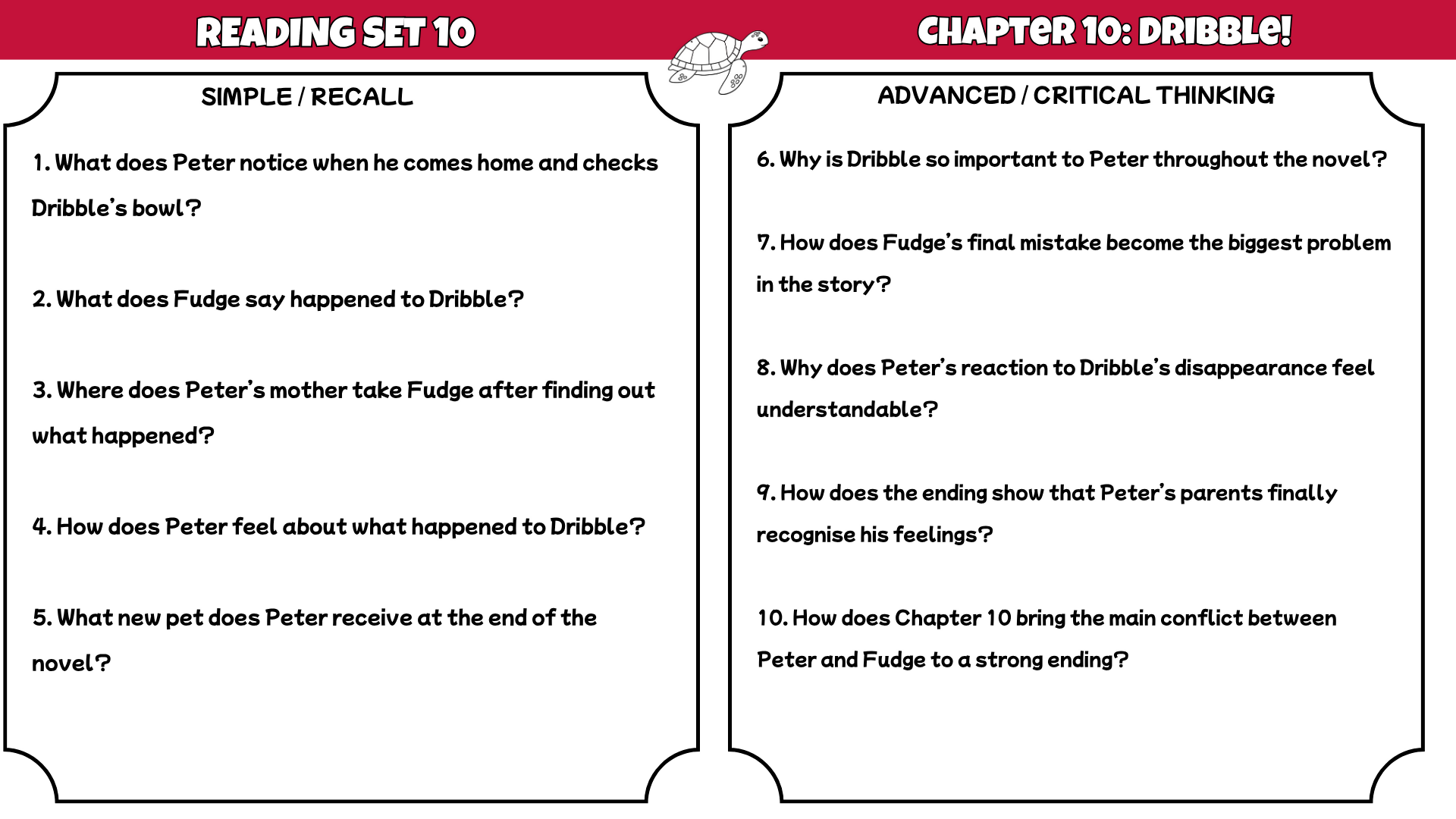 Tales of a Fourth Grade Nothing Novel Study | Reading Comprehension Worksheets, Questions & Answer Key | Years 3–7 PDF