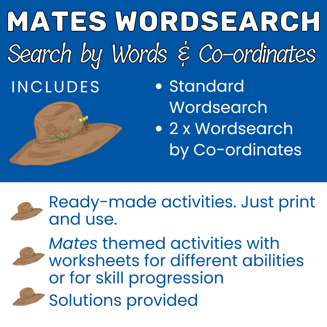 Aussie Mates Day Wordsearch