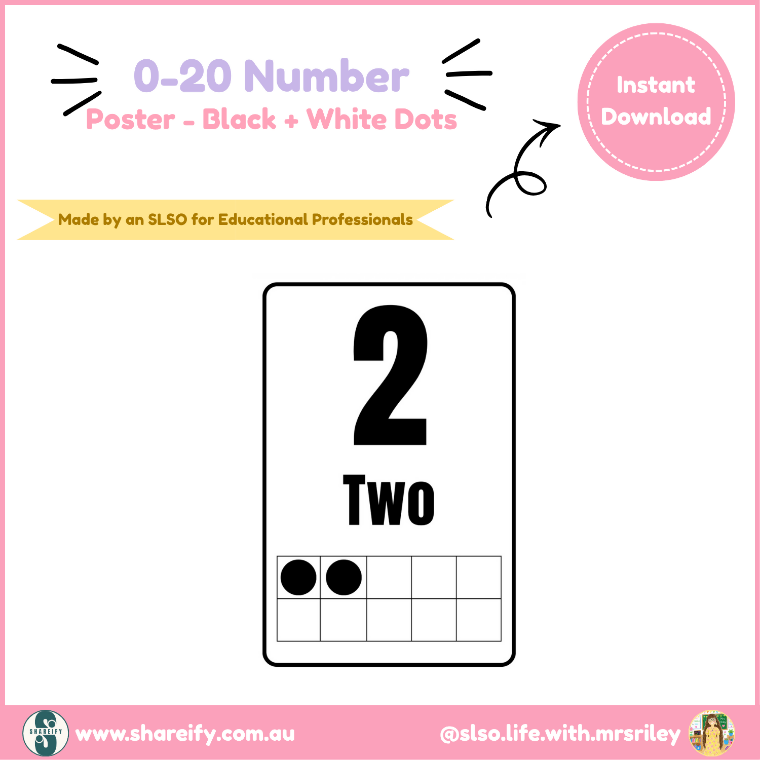 0-20 A4 Number Poster - Dots