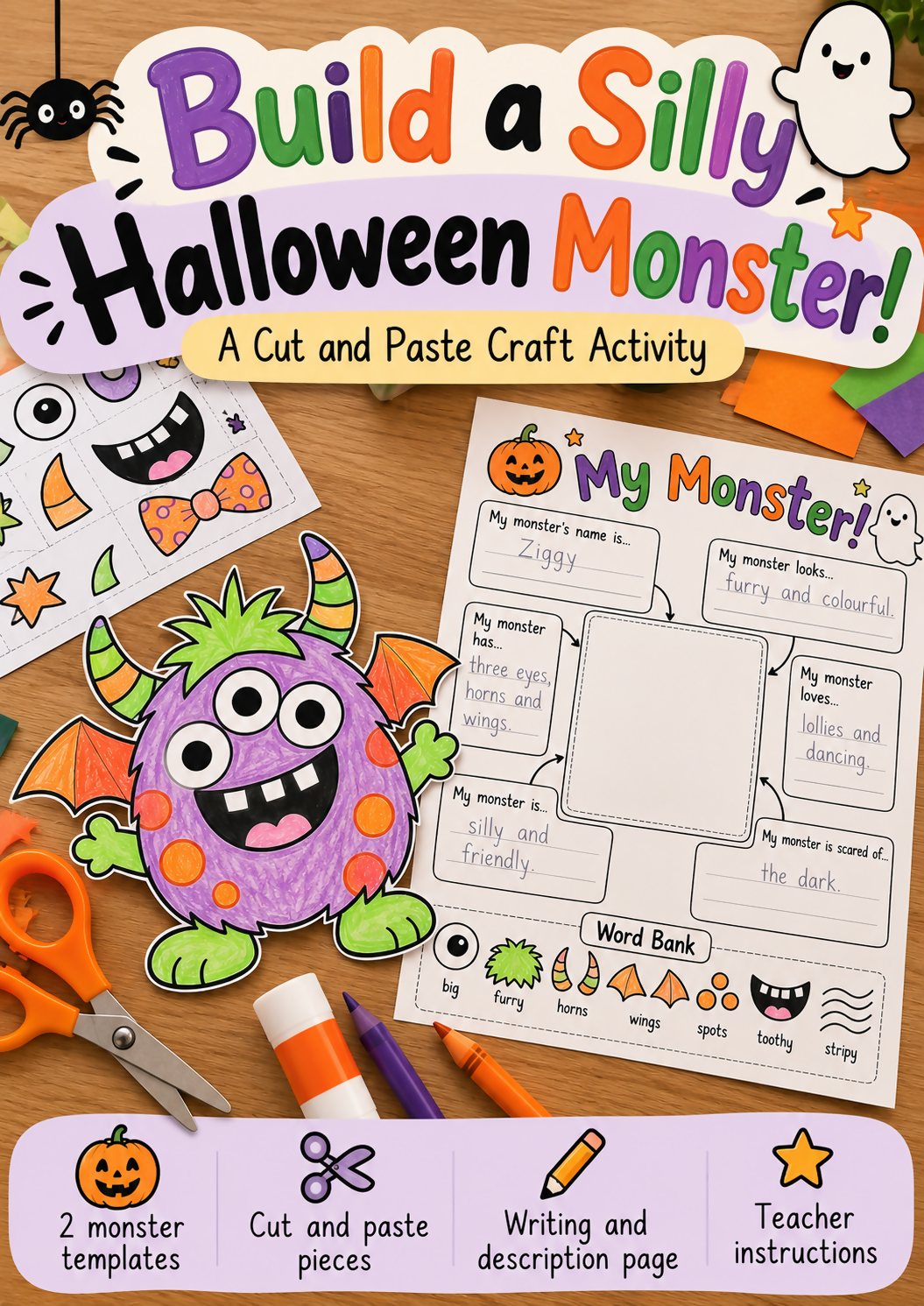 Halloween Craft & Writing Activity | Print and Go