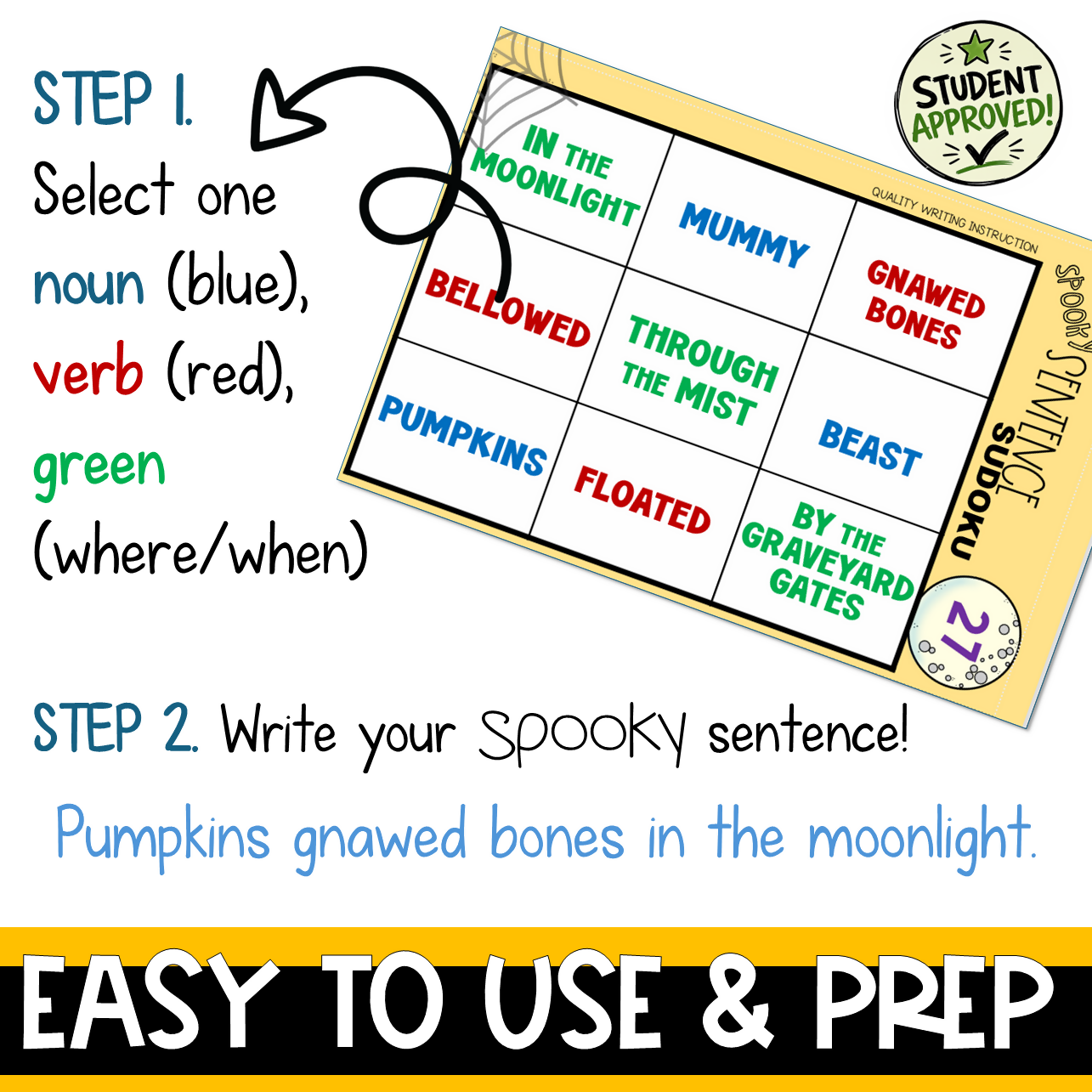 SENTENCE WRITING TASK CARDS | YEAR 3 - 6 | HALLOWEEN | SPOOKY SENTENCES