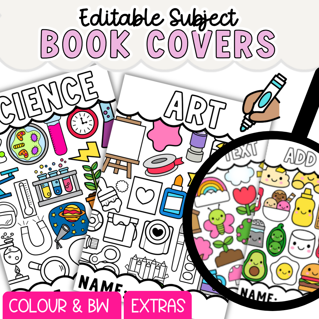 Subject Book Covers & Cover Pages | Back to School Colouring Pages I Editable