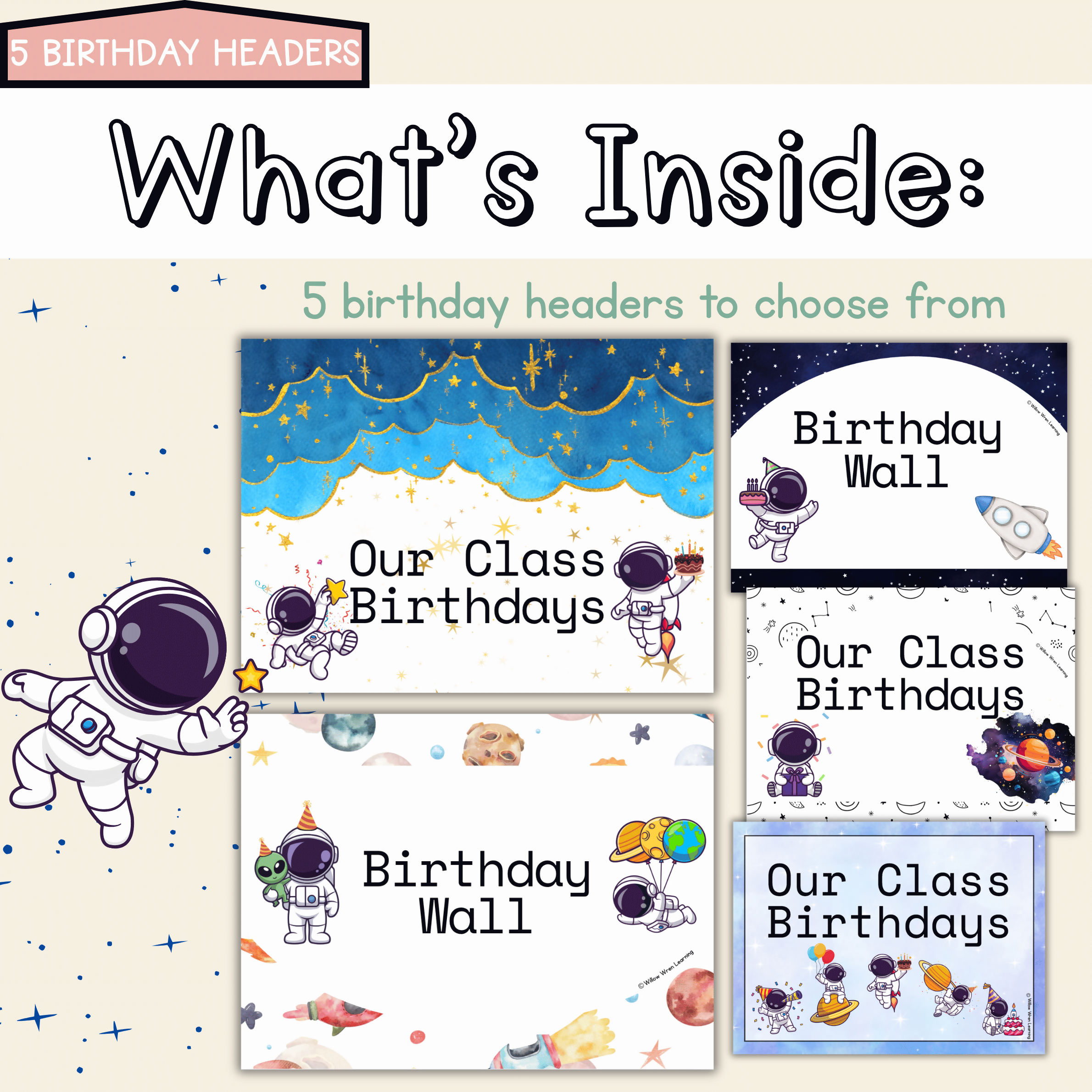 Galaxy Dreams Birthday Board | Editable Birthday Pack Decor Space
